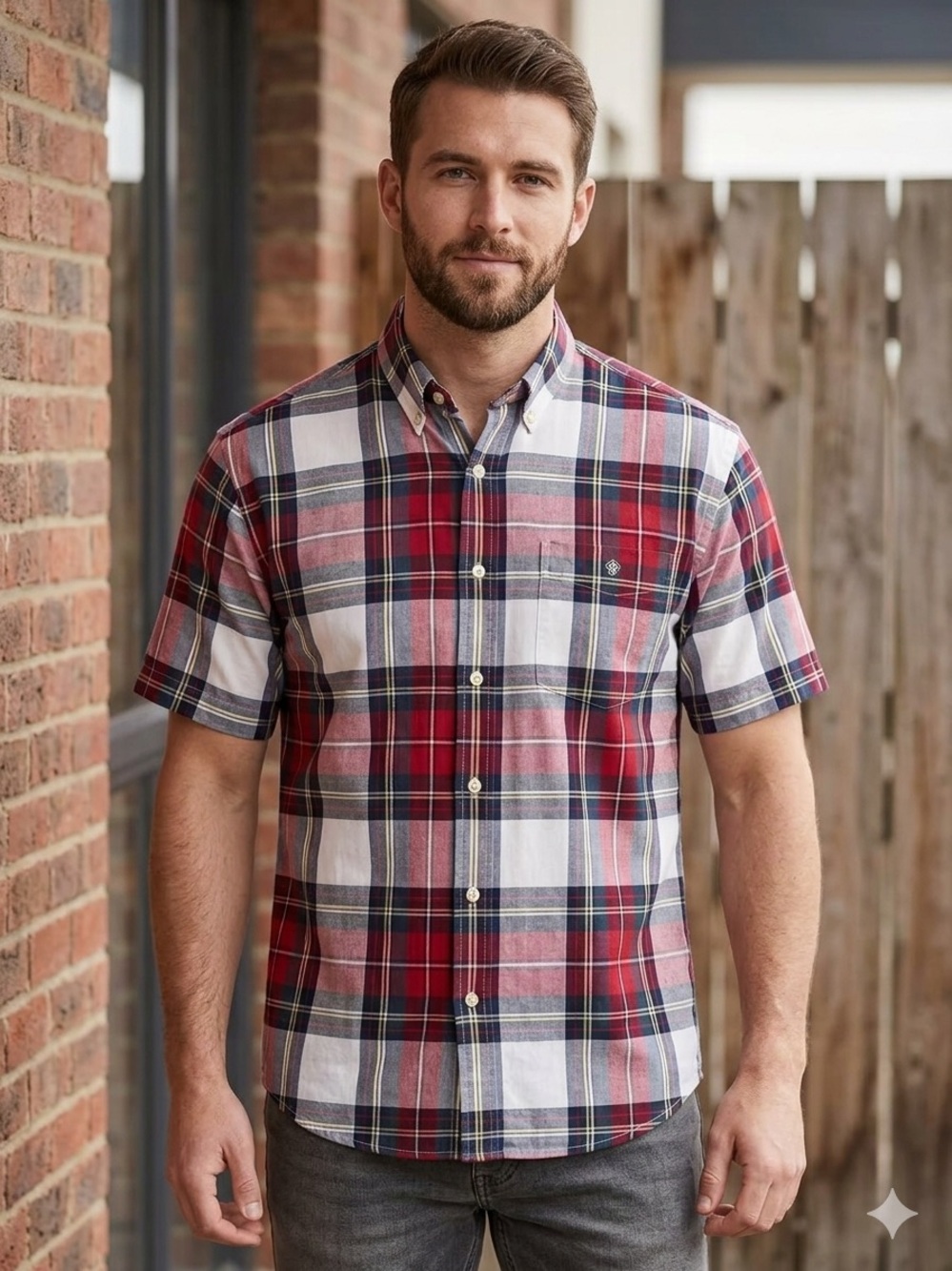 Vintage Christopher Rand - Red and Navy Plaid Button-Down Shirt